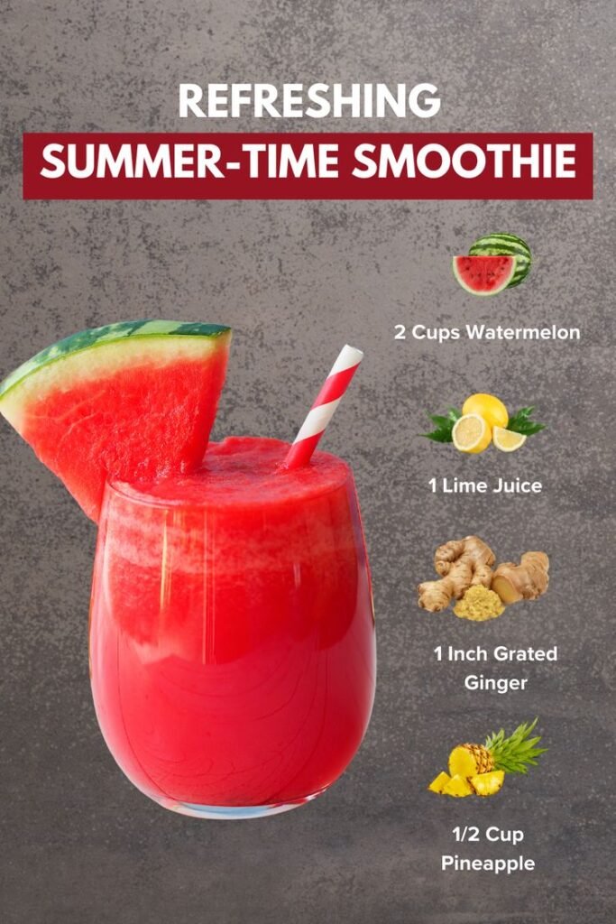 Refreshing Summer-Time Smoothie with Watermelon & Pineapple