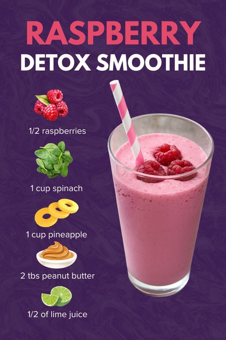 Raspberry Detox Smoothie for Clean Energy & Weight Loss