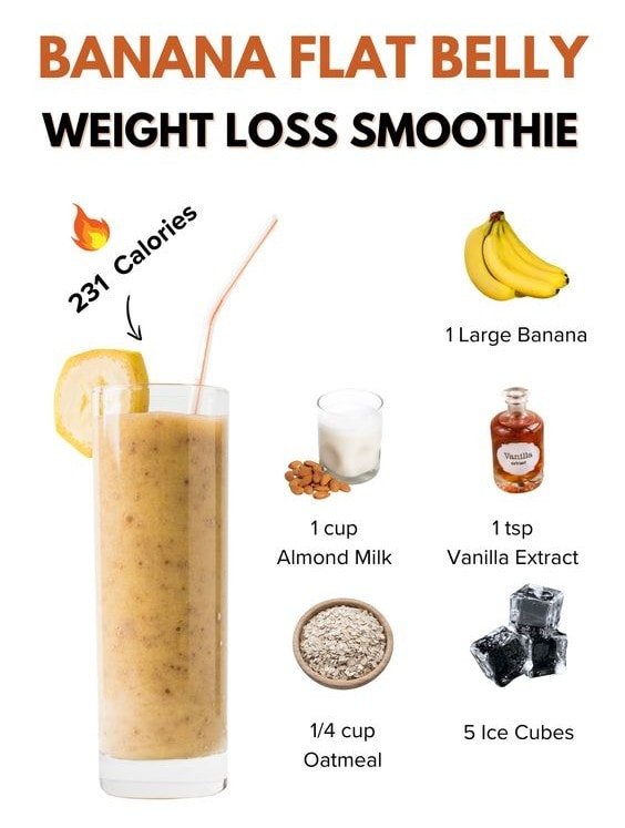 Banana Flat Belly Weight Loss Smoothie (231 Calories)